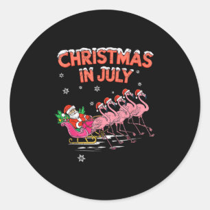 Flamingo Kerstmis in juli Kerstmis Zomer Kerstmis Ronde Sticker