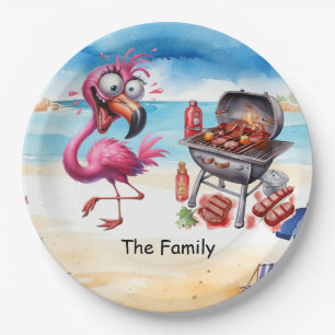 Flamingo Kerstmis in juli op het strand Paper Plat Papieren Bordje