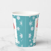 Flamingo Kerstmis Snowflake Blue Tropical Family Papieren Bekers (Rechts)