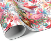 Flamingo Kerstthema Cadeaupapier (Rol Hoek)