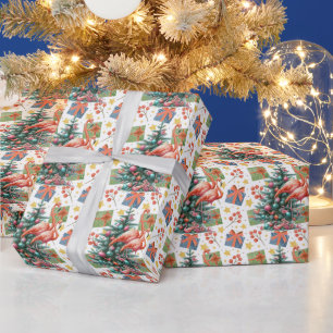 Flamingo Kerstthema Cadeaupapier