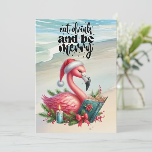 FLAMINGO Kerstthema Feestdagenkaart (Staand voorkant)