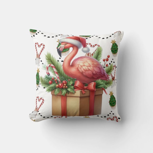 Flamingo Kerstthema Kussen (Voorkant)