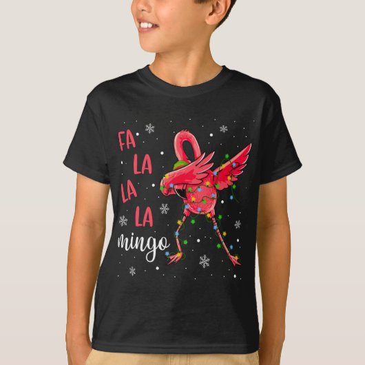 Flamingo Kerstverlichting Grappige Kerstmis Kerstm T-shirt (Voorkant)