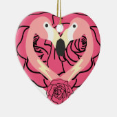 Flamingo Kissing en harten Keramisch Ornament (Rechts)