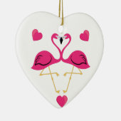 Flamingo Kissing en harten Keramisch Ornament (Rechts)