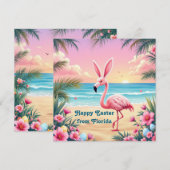 Flamingo Konijnenoren Holi Feestdagenkaart (Voorkant / Achterkant)