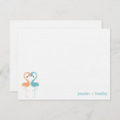 Flamingo Koppel Aangepaste Platte Bedankkaartjes Kaart (Voorkant / Achterkant)