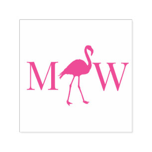 Flamingo Koppel Trouw 2 Initiele Monogram Zelfinktende Stempel