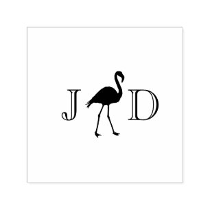 Flamingo Koppel Trouwen 2 Initiële Monogram #2 Zelfinktende Stempel