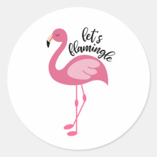 Flamingo, laten we Flamingo Ronde Sticker