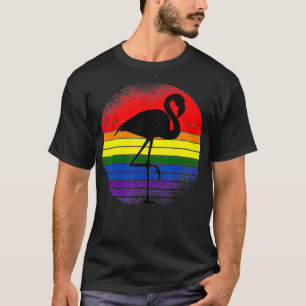 Flamingo LGBTQ Retro Bird Gay Pride Flag A T-shirt