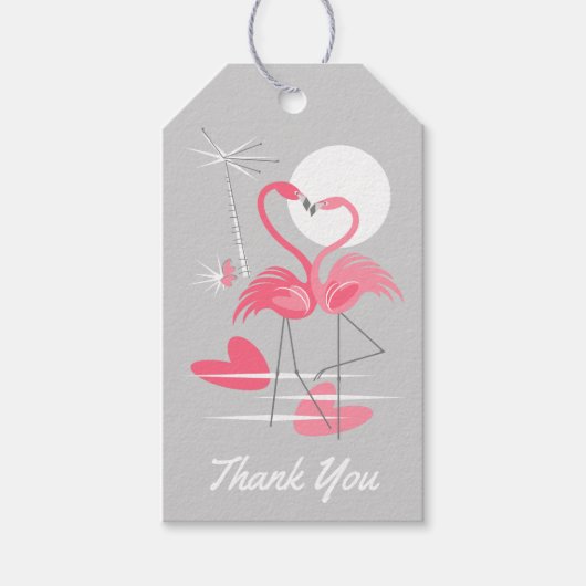 Flamingo Liefde Dank U sms terug grijs cadeau labe Cadeaulabel (Voorkant)