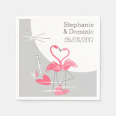 Flamingo Liefde Grote Maan Namen Datum papieren se Servetten (Voorkant)