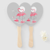 Flamingo Liefde hand fan hart Handwaaier (Voorkant en achterkant)