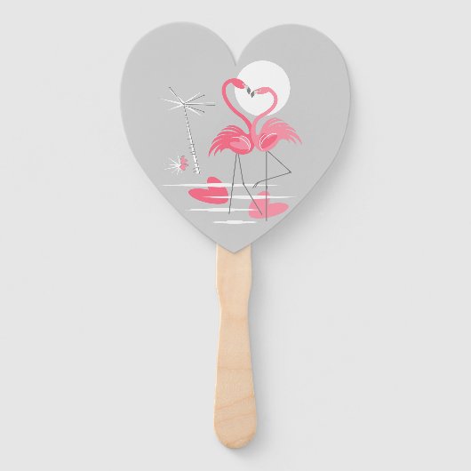 Flamingo Liefde hand fan hart Handwaaier (Voorkant)