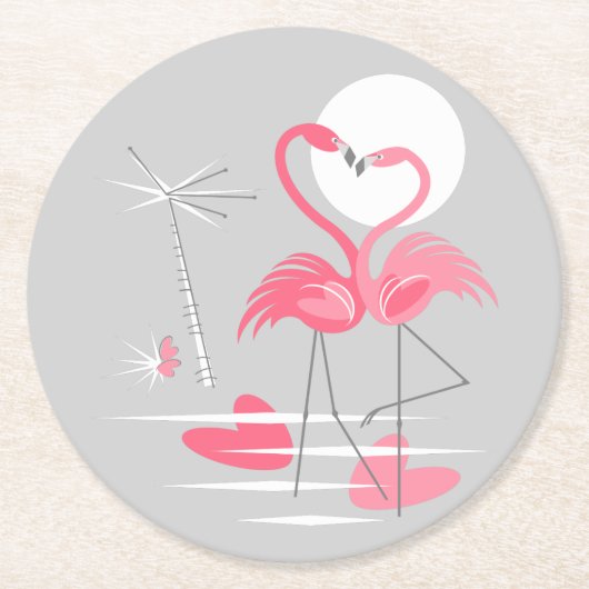 Flamingo Liefde onderzetter rond (Voorkant)