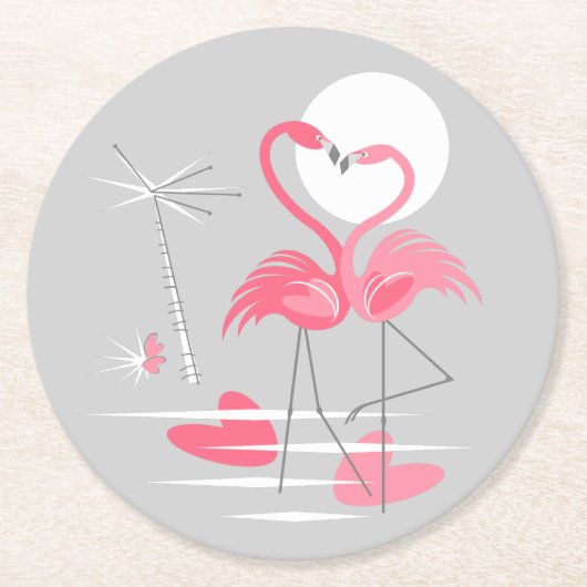 Flamingo Liefde onderzetter rond (Voorkant)