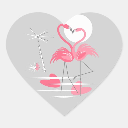 Flamingo Liefde sticker hart (Voorkant)
