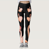 Flamingo liefde, zwart aangepaste Leggings, hart Leggings (Voorkant)