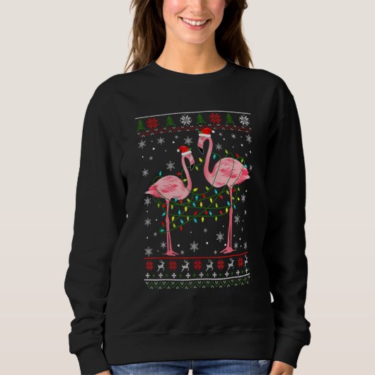 Flamingo Lights Tangled Ugly Sweater Kerstmis Ani (Voorkant)