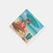 Flamingo loungen op een strandstoel servet (Hoek)