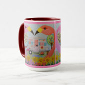 Flamingo Love bij  Trailer Folk Art Mok (Voorkant links)