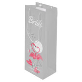 Flamingo Love Bride-cadeawijn Wijn Cadeautas (Voorkant Gekanteld)