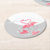 Flamingo Love Grote Maan onderzetter rond (Gebogen)