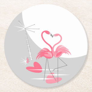 Flamingo Love Grote Maan onderzetter rond