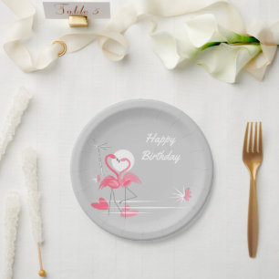 Flamingo Love Happy Birthday paper borden Papieren Bordje