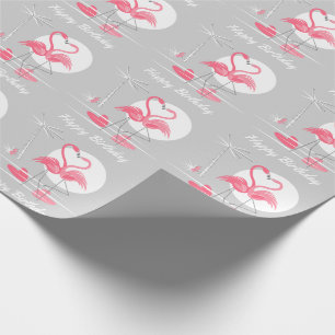 Flamingo Love Happy Birthday wrappaper Cadeaupapier