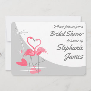 Flamingo Love Large Moon Bridal Shower-uitnodiging Kaart