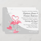 Flamingo Love Large Moon bruiloft landschap Kaart (Voorkant / Achterkant)