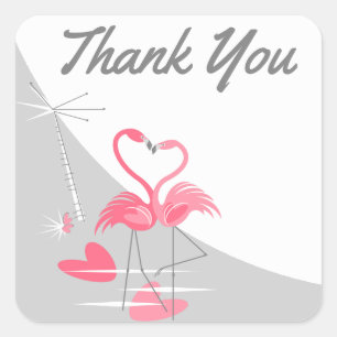 Flamingo Love Large Moon Hartelijk dank Vierkante Sticker
