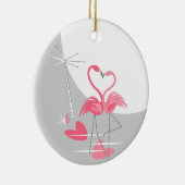 Flamingo Love Large Moon Names Date ornament round (Rechts)