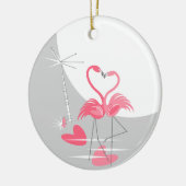 Flamingo Love Large Moon Names Date ornament round (Links)