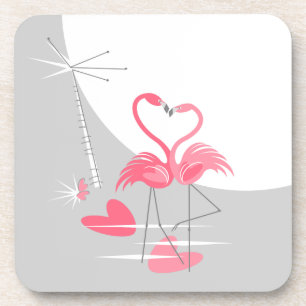 Flamingo Love Large Moon onderzetter cork back