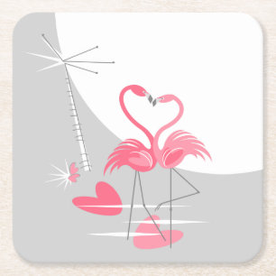 Flamingo Love Large Moon onderzetter square