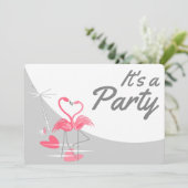 Flamingo Love Large Moon Party Kaart (Staand voorkant)