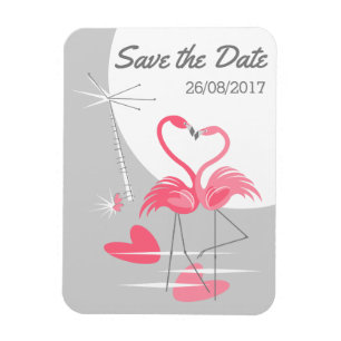 Flamingo Love Large Moon Save the Date date Magneet
