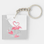 Flamingo Love Large Moon sleutelhanger acrylvierka (Achterkant)
