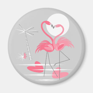 Flamingo Love magnet round Magneet