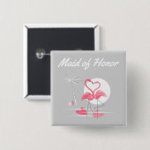 Flamingo Love Maid of Honor Button Square (Voorkant /achterkant)