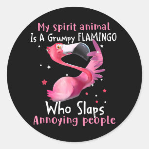 Flamingo Love Mijn geestdier is chagrijnig Flaming Ronde Sticker