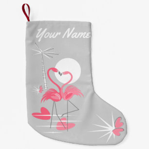 Flamingo Love Name stocking two-side Kleine Kerstsok