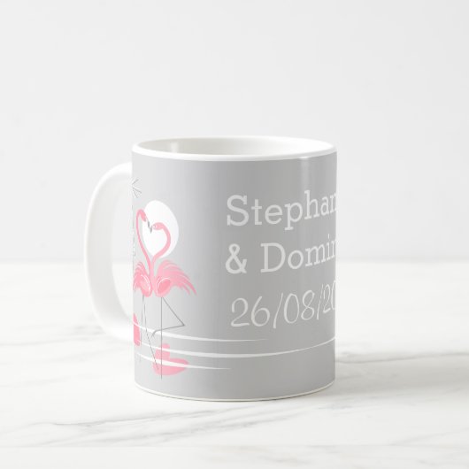 Flamingo Love Names Date mok (Voorkant links)