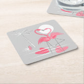 Flamingo Love onderzetter Square (Schuin)