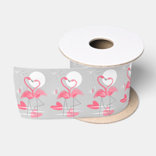 Flamingo Love ribbon satin Lint