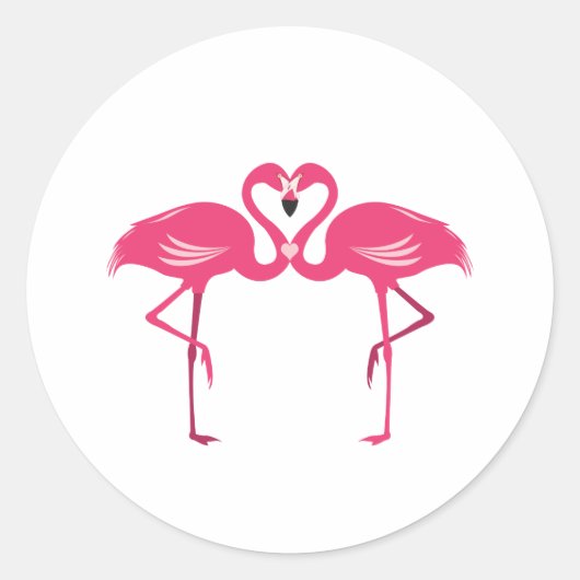 Flamingo Love Ronde Sticker (Voorkant)
